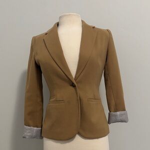 Merona Tan Women's Blazer with Striped Cuffs